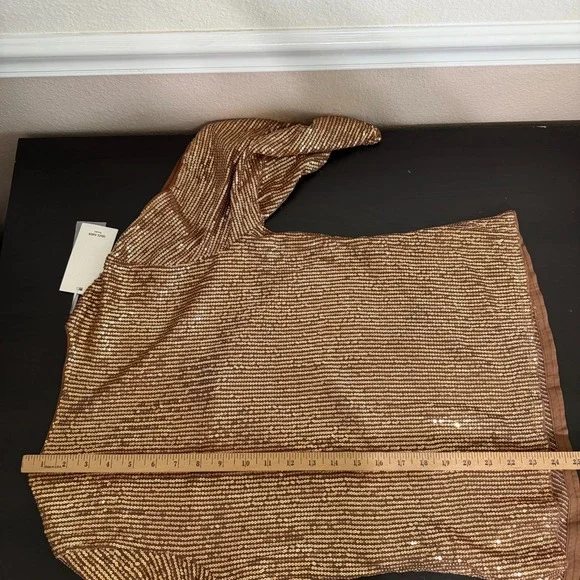 Grace Karin Sequin Top Women Medium Brown Glitter V-Neck 3/4 Sleeve Party Blouse - Picture 10 of 12